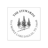 Elegante winter dennenbomen op maat familieadres rubberstempel (Afrduk)