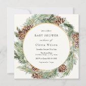 Elegante Winter Evergreen Baby shower Invitation Kaart (Voorkant)