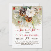 Elegante Winter Evergreen Baby shower Sip & See Kaart (Voorkant)
