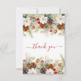 Elegante Winter Evergreen Baby shower Waterverf Bedankkaart