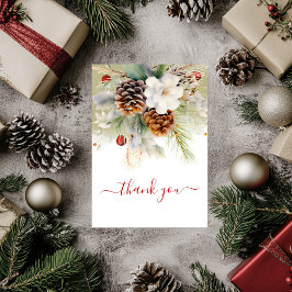 Elegante Winter Evergreen Baby shower Waterverf Bedankkaart