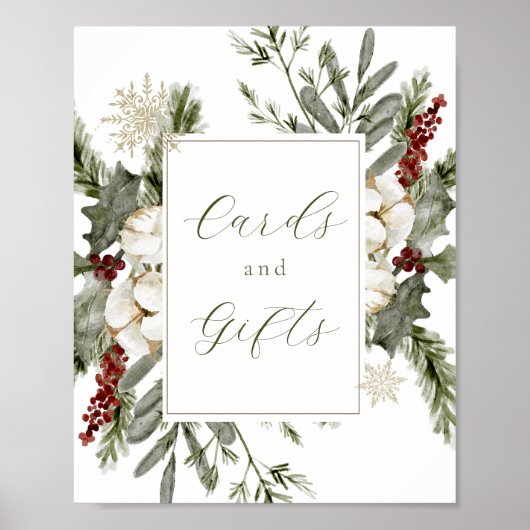 Elegante Winter Evergreen Kaarten en Geschenken Te Poster (Voorkant)