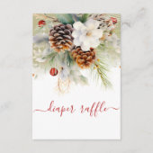 Elegante Winter Evergreen Luier Raffle Informatiekaartje (Voorkant)