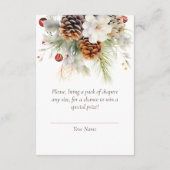 Elegante Winter Evergreen Luier Raffle Informatiekaartje (Achterkant)