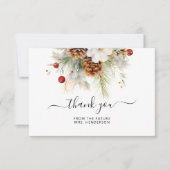 Elegante Winter Evergreen & Rowan Bruidsmeisje Bor Bedankkaart (Voorkant)