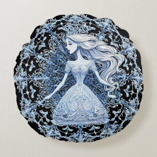 Elegante Winter Fantasie Donkere Achtergrond Artis Rond Kussen