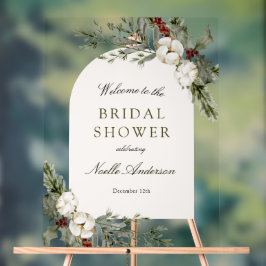 Elegante Winter Floral Arch Vrijgezellenfeest Welk Acryl Bord