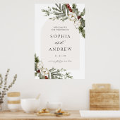Elegante Winter Floral Arch Wedding Welkom Poster (Keuken)
