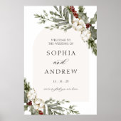 Elegante Winter Floral Arch Wedding Welkom Poster (Voorkant)