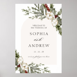 Elegante Winter Floral Arch Wedding Welkom Poster