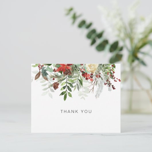 Elegante Winter Floral Beauty Bedankt Opmerking Ka (Staand voorkant)