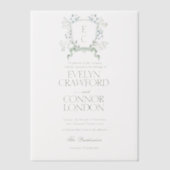 Elegante winter Floral Crest Wedding Vellum Uitnodigingen (Voorkant)