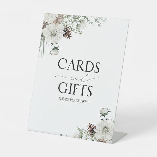 Elegante Winter Floral Vrijgezellenfeest Kaarten & Reclamebord Met Voetstuk (Voorkant)