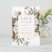 Elegante Winter Floral Wedding Save the Date Kaart (Staand voorkant)
