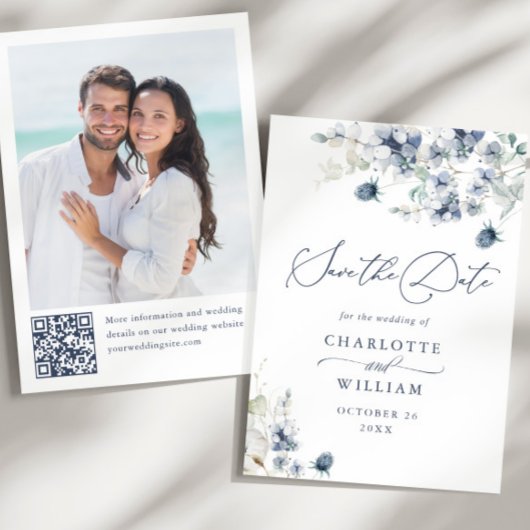 Elegante Winter Foliage Boho Trouwfoto QR-code Save The Date
