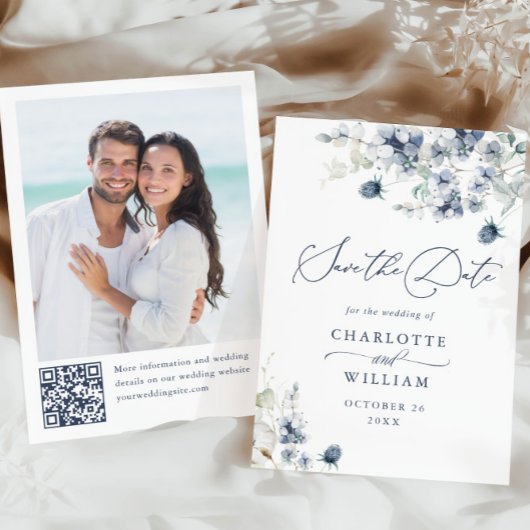 Elegante Winter Foliage Boho Trouwfoto QR-code Save The Date