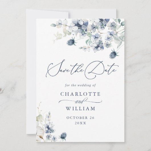 Elegante Winter Foliage Boho Trouwfoto QR-code Save The Date (Voorkant)