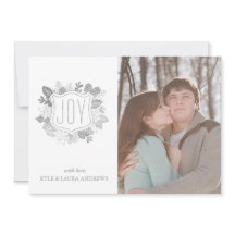 Elegante Winter Foliage Faux Zilveren Fotokaart