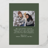 Elegante Winter Foliage Green 2 Foto Folie Feestdagenkaart (Achterkant)