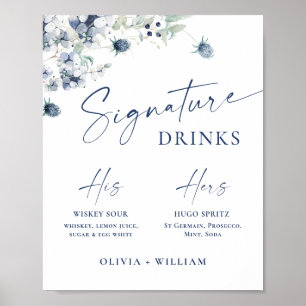 Elegante Winter Foliage Signature Drink bruiloft Poster