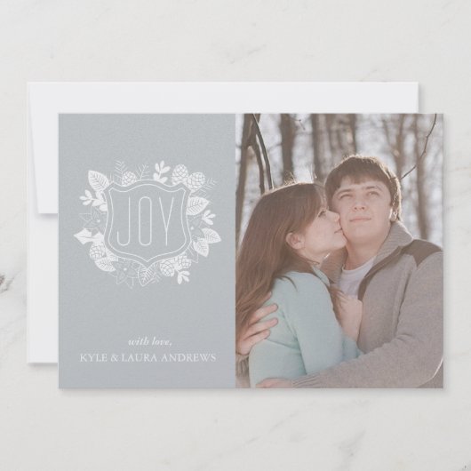 Elegante Winter Foliage Zilveren Shimmer Fotokaart Kaart (Voorkant)