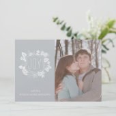 Elegante Winter Foliage Zilveren Shimmer Fotokaart Kaart (Staand voorkant)