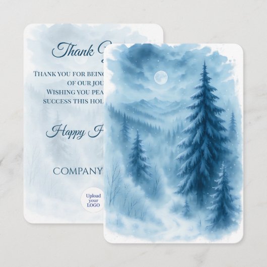 Elegante Winter Forest Corporate vakantie geschenk Bedankkaart (Voorkant / Achterkant)