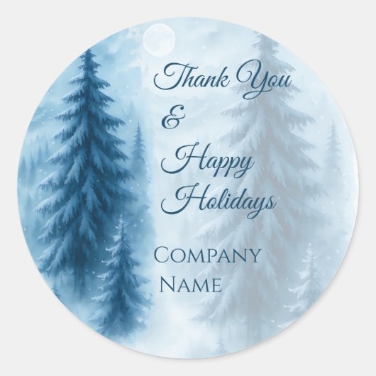 Elegante Winter Forest Corporate vakantie geschenk Ronde Sticker (Voorkant)