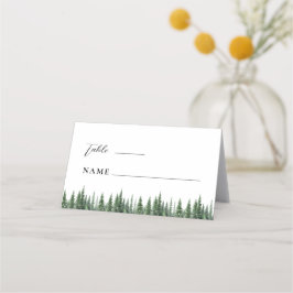 Elegante Winter Forest Wedding Gevouwen Plaats Kaa Plaatskaartje