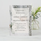 Elegante Winter Foto Bloemen Script Trouwen Kaart (Staand voorkant)