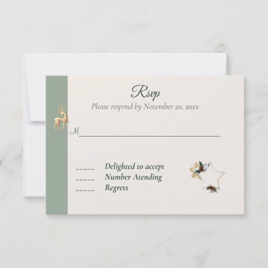 Elegante Winter Foto Bruiloft Reactie Kaart (Voorkant)