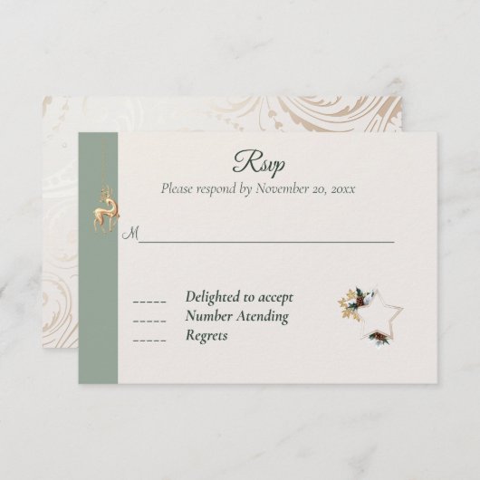 Elegante Winter Foto Bruiloft Reactie Kaart (Voorkant / Achterkant)