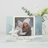 Elegante Winter Foto Kerst Kaart met Sneeuw (Staand voorkant)