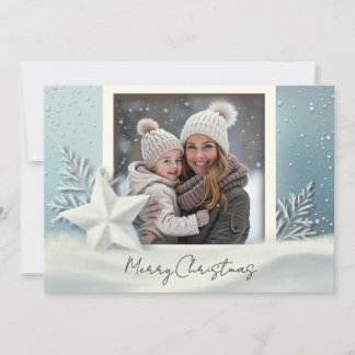 Elegante Winter Foto Kerst Kaart met Sneeuw