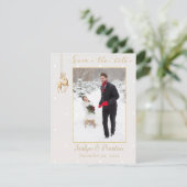 Elegante Winter Foto Save the Date Aankondiging (Staand voorkant)