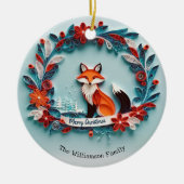 Elegante Winter Fox Natuur thema Vrolijk kerstfees Keramisch Ornament (Voorkant)