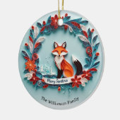 Elegante Winter Fox Natuur thema Vrolijk kerstfees Keramisch Ornament (Links)