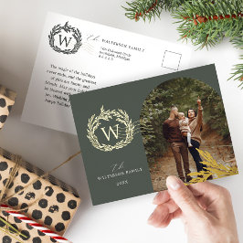 Elegante Winter Garland Monogram krans boog foto Folie Feestdagen Briefkaart