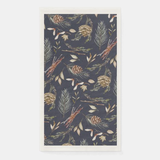 Elegante Winter Gastenhanddoek met Pinecones Servet (Voorkant)