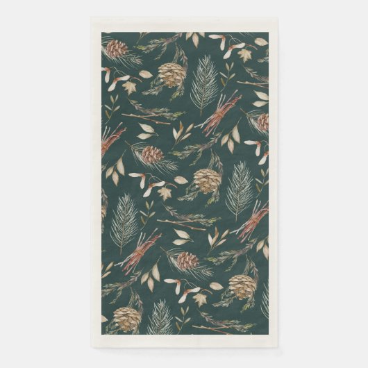 Elegante Winter Gastenhanddoek met Pinecones Servet (Voorkant)