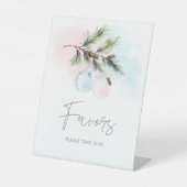 Elegante Winter Gender Reveal Favors Reclamebord Met Voetstuk (Voorkant)