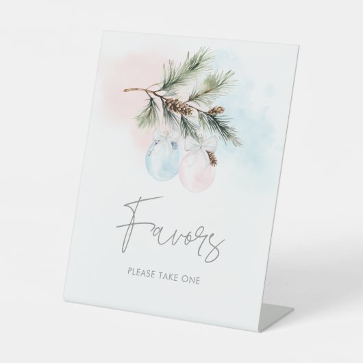 Elegante Winter Gender Reveal Favors Reclamebord Met Voetstuk (Voorkant)