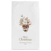 Elegante Winter Gift Bag met Pinecones Klein Cadeauzakje (Achterkant)