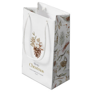 Elegante Winter Gift Bag met Pinecones Klein Cadeauzakje