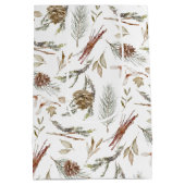 Elegante Winter Gift Bag met Pinecones Medium Cadeauzakje (Achterkant)