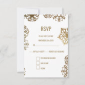 Elegante winter goud en witte trouwvoedselkeuze RSVP kaartje (Voorkant)