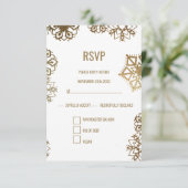 Elegante winter goud en witte trouwvoedselkeuze RSVP kaartje (Staand voorkant)