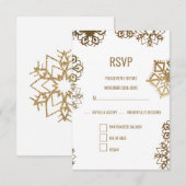 Elegante winter goud en witte trouwvoedselkeuze RSVP kaartje (Voorkant / Achterkant)