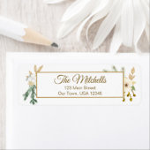 Elegante Winter Gouden Bloemen Etiket (Insitu)