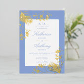 Elegante Winter Gouden Botanicals Monogrammen Brui Folie Uitnodiging (Staand Voorkant)